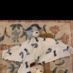 Rabbit & bear blue dachshund security blanket